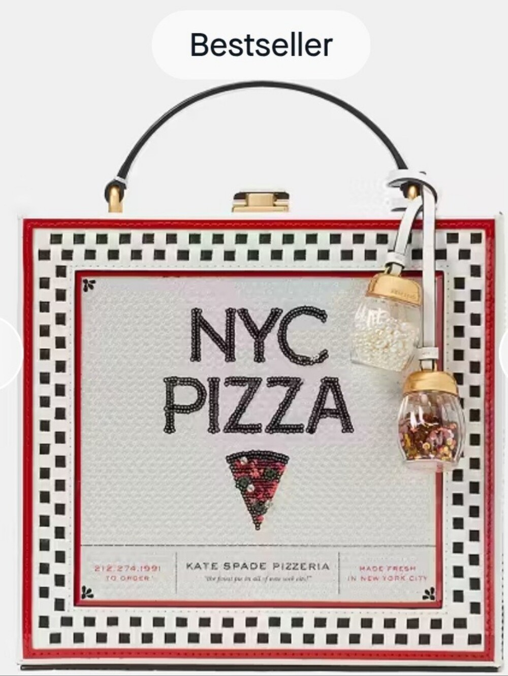 kate spade White, Red, Black NYC Pizza Box Top-Handle Bag - Picture 9 of 9
